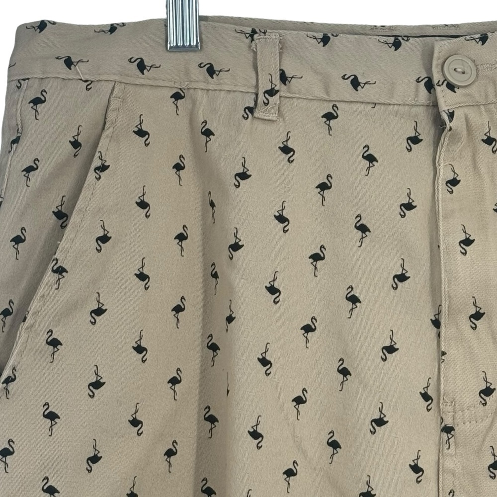 Twill Tan Men’s Shorts with Flamingos - Picture 3 of 8